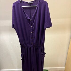 Dark Purple Button-Down Jumpsuit